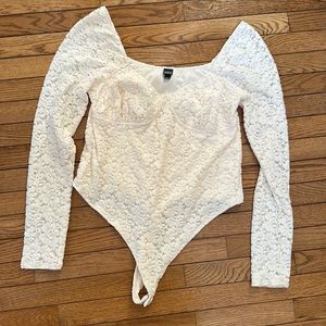 NWOT WILD FABLE Cream Lace Bodysuit • XL